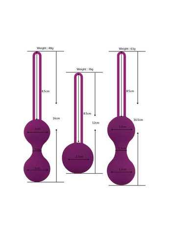 Фиолетовый набор силиконовых вагинальных шариков 3 шт. No Brand (288538304)