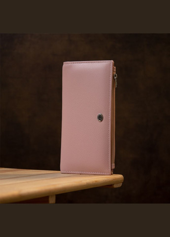 Женский кожаный кошелек с монетницей на магнитной застежке розовый (sku_19383) No Brand (328218571)