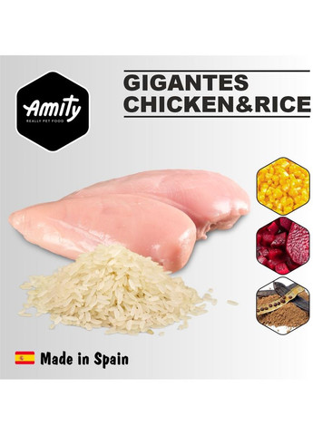 Сухой корм для собак больших пород Gigantes Chicken&Rice с курицей и рисом 15 кг (8436538950418) AMITY (364788374)