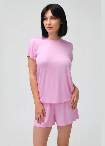 Розовая всесезон пижама из вискозы футболка + шорты Leinle 1135/60710 pink