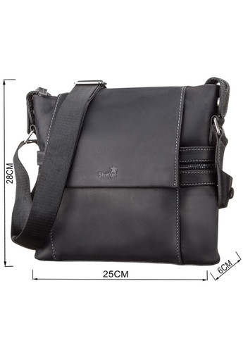 Чоловіча шкіряна сумка через плече місткий месенджер із натуральної шкіри чорний 25*28*6 см Shvigel (329149793)