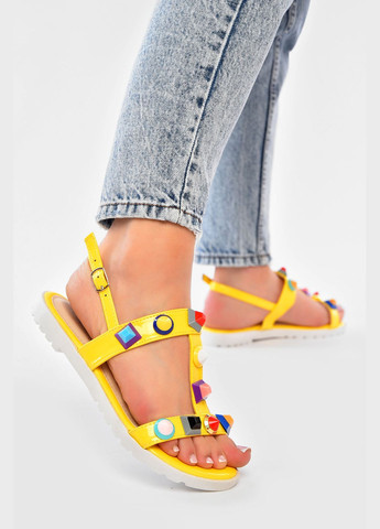 Желтые босоножки женские желтого цвета Let's Shop на молнии