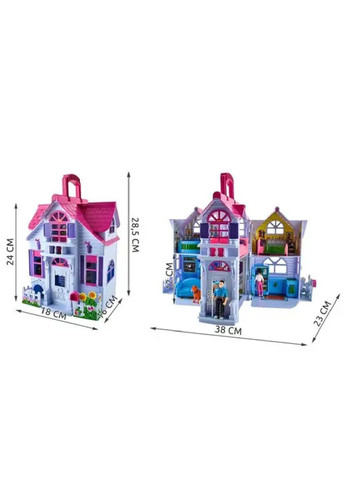 Кукольный складной домик вилла для детей девочек с мебелью подвижными фигурками двухэтажный 3х38х28,5 см (476645-Prob) Unbranded (285799460)