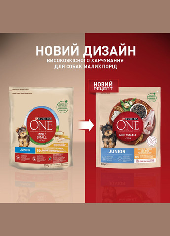 Сухой корм Mini/Small Junior для щенков, с курицей, 800 г PURINA ONE (330007562)