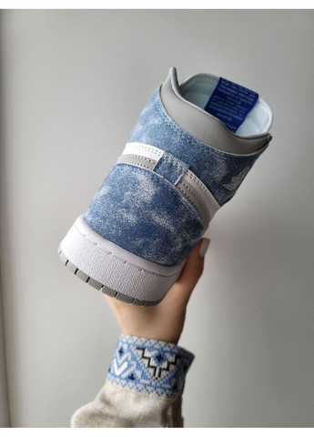 КРОССОВКИ ЖЕНСКИЕ NIKE AIR JORDAN 1 HIGH BLUE НАЙК АИР ДЖОРДАН No Brand белые демисезоны (367174549)
