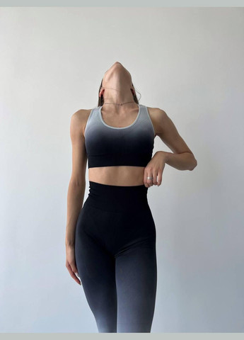 Спортивный костюм (топ и леггинсы) с эффектом пуш-ап и градиентом, черный с серым, размер S Trends (330756833)