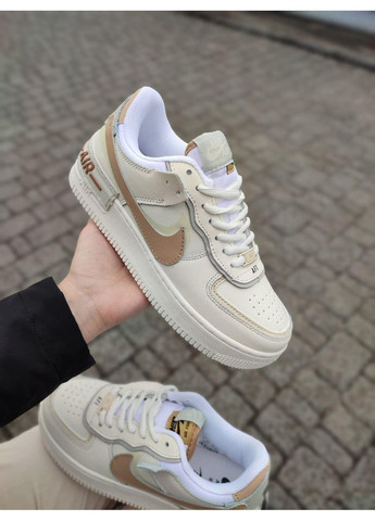 КРОСІВКИ ЖІНОЧІ NIKE AIR FORCE 1 SHADOW BEIGE BROWN НАЙК АІР ФОРС 1 ПРЕМІУМ No Brand бежеві демісезони (368862194)
