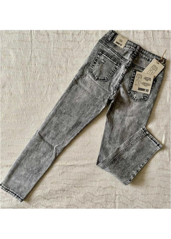 Серые демисезонные джинсы для девочки стрейч 140-146 No Brand