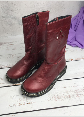 Осенние сапоги демисезонные детские на девочку том.м красный (836) Том.М с перфорацией