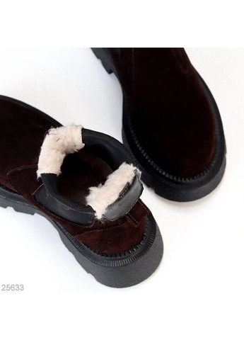 Зимние зимние замшевые шоколадные ботинки челси, зимние ботинки челси, ботинки шоколад код 25633 челси Garti без декора из натуральной замши