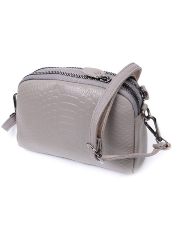 Невелика жіноча сумка на два відділення з натуральної шкіри 22801 Сірий Vintage (303877220)