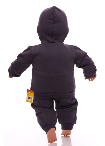 Серый зимний костюм на флисе для мальчика трикотажный мишка темно серый 68 см (34119) BABYKROHA