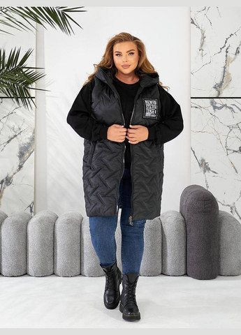 Женская удлиненная жилетка с карманами цвет черный New Trend (304990585)