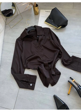 Коричневая рубашка No Brand