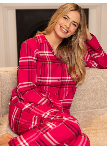 Рожева зимня жіноча піжама 5120-5121 тепла байкова фемелі лук новорічна колекція кофта + брюки Cyberjammies Isabella