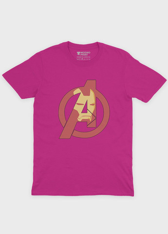 Рожева демісезонна футболка для хлопчика з принтом супергероя - залізна людина (ts001-1-fuxj-006-016-007-b) Modno