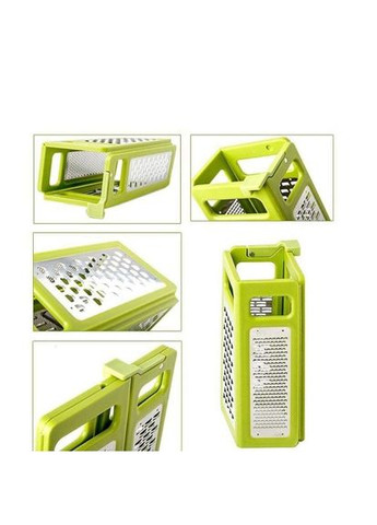 Складна тертка для овочів 4 в 1 з нержавіючої сталі та пластика зелена кухонная тертка для нарізки овочів ProDobro (365442158)