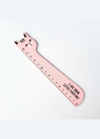 Деревянная линейка в форме котика 15 см в корейском розовом стиле. No Brand (322872531)
