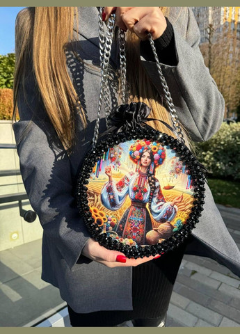 Сумка женская черная из бусин ручная работа 052 Linel (337342849)