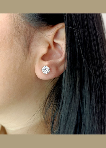 Серебряные серьги-пуссеты с муассанитом 2-2,4 ct 7 мм, Сертификат (Арт.219158751-219158752) Shatlen Сережки (339072256)