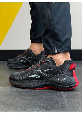 Черные летние кроссовки reebok zig kinetica ii concept 1 black red рибок зиг No Brand