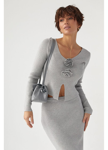 Приталенный костюм в рубчик из кофты и юбки Lurex (368276472)