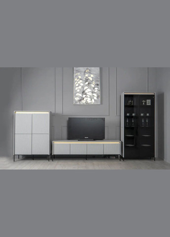 Витрина высокая 2-дв Тренд/черный с подсветкой LENART (356683957)