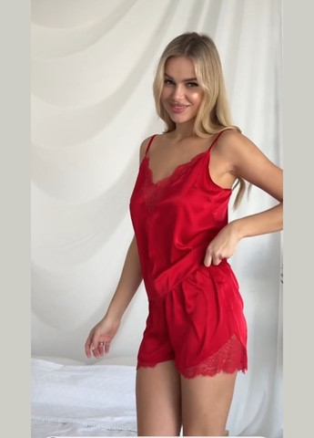 Красная всесезон пижама женская шелковая JULIA