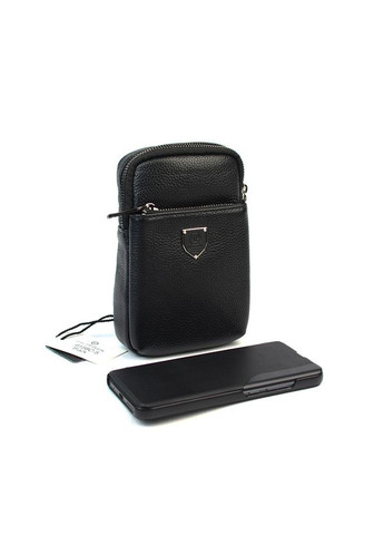 Черная кожаная мужская маленькая нагрудная сумка слинг через плечо для телефона No Brand (305822004)