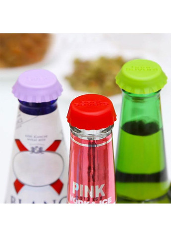 Набір із 6 багаторазових різнокольорових силіконових кришок для пивних чи винних пляшок (NR0302) No Brand (370718858)