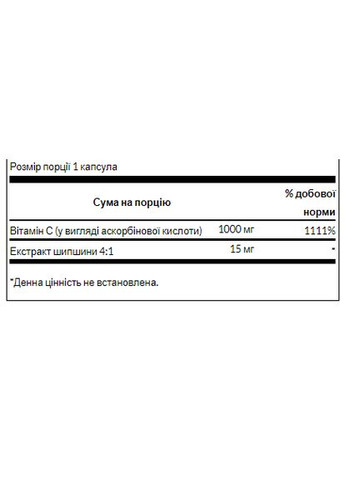 Вітамін C із шипшиною 1000 мг 250 капсул для імунітету антиоксидантна підтримка Swanson (368990350)