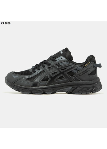 Черные демисезонные кроссовки мужские asics gel-venture 6 gore-tex black gray асикс гель вентуре 6 No Brand