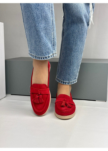 Україна 346 Лоферы Замшевые Красные с украшением красный з натуральная замша, украина — демисезон (335009310)