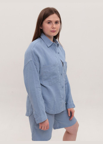 Сорочка жіноча блакитна лляна вільна Whitney Вільна (328000583)