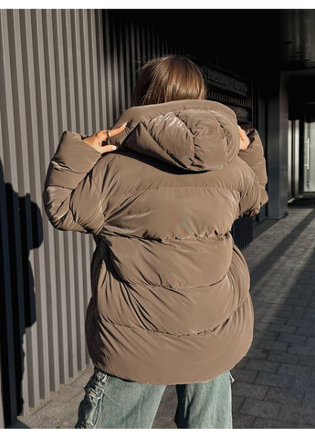 Коричневий зимній Пуховик No Brand