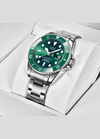Мужские наручные часы Lige Daytona GREEN кварцевые элитные часы из нержавеющей стали Liga (341316278)