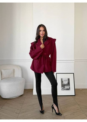 Красный женский жакет, пиджак, женский блейзер на подкладке, с поясом,, (арт. 0034bt) No Brand - всесезон