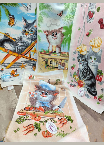 Рушники для кухні махрові 35x75 см 12 штук (П4К-mur-kuhnya-003) No Brand малюнок комбінований