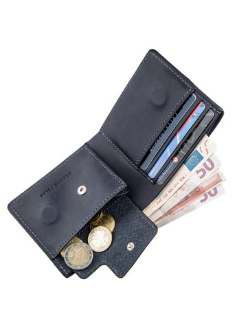 Шкіряне чоловіче портмоне на магніті 11209 Синє Grande Pelle (306882225)