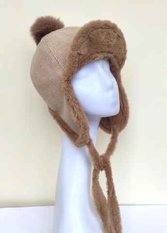 Женская Зимняя Шапка-Ушанка с Козырьком и Помпоном, Подклад Супер Мягкий Искусственный Мех No Brand Жіноча Зимова Шапка-Вушанка (363838662)