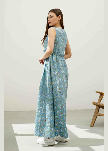 Блакитна повсякденний жіноча лляна сукня вільного крою з завищеною талією (пл 14.2-54/19) RiMari