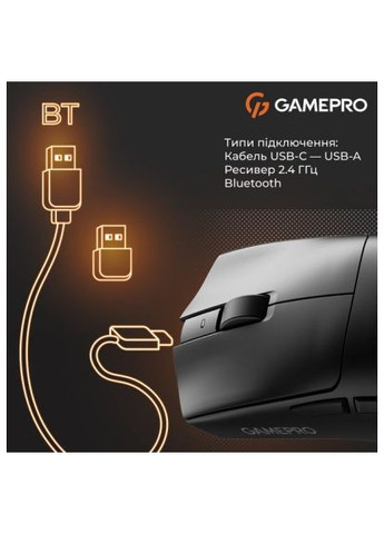 Мышка (GM160B) GAMEPRO Genesis Wizard Wireless/Bluetooth/USB Black (369444620)