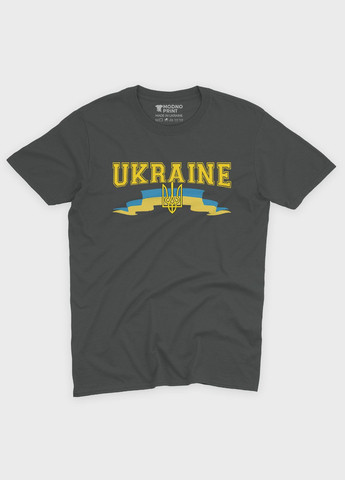 Темно-сіра чоловіча футболка з патріотичним принтом ukraine (ts001-4-slg-005-1-093) Modno