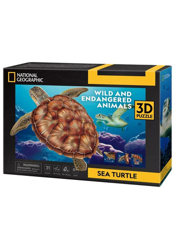 Тривимірна головоломка-конструктор Зникаючі тварини Морська черепаха CubicFun (302671060)