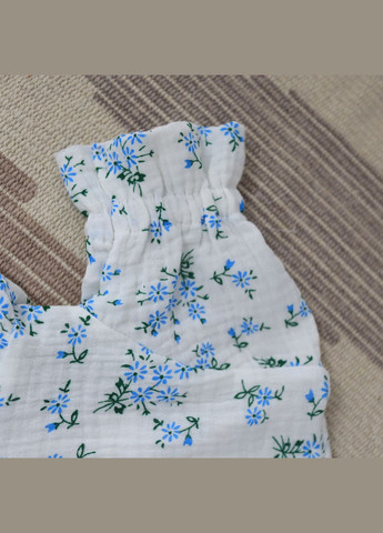 Белое детское летнее муслиновое платье для девочки белое с цветочками No Brand (331619974)