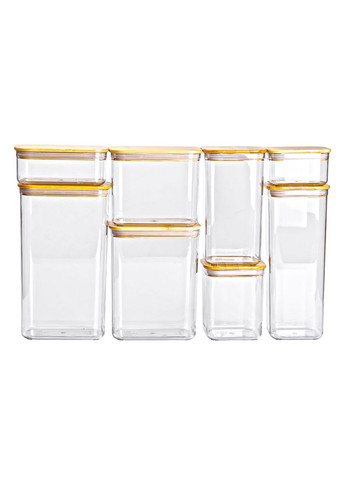 Набор банок для сыпучих продуктов 8 штук прозрачные контейнеры с бамбуковыми крышками для кухни хранения продуктов ProDobro (364189939)