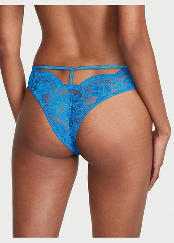 Женские трусики Shine Strap CutOut Back Lace Brazilian XS синие Victoria's Secret (290147833)