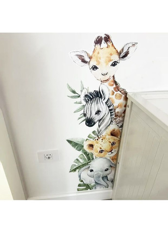 Наклейки на стену для детской комнаты Зверята из Джунгей 97х33 см No Brand (366303869)