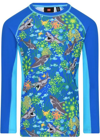 Купальний костюм сонцезахисний лонгслів + довгі шорти синій з акулами 306-557-309-593 Lego Wear (333832744)