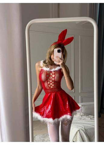 Червона святковий, відвертий червона сукня із лакованою спідничкою та вушка Vakko